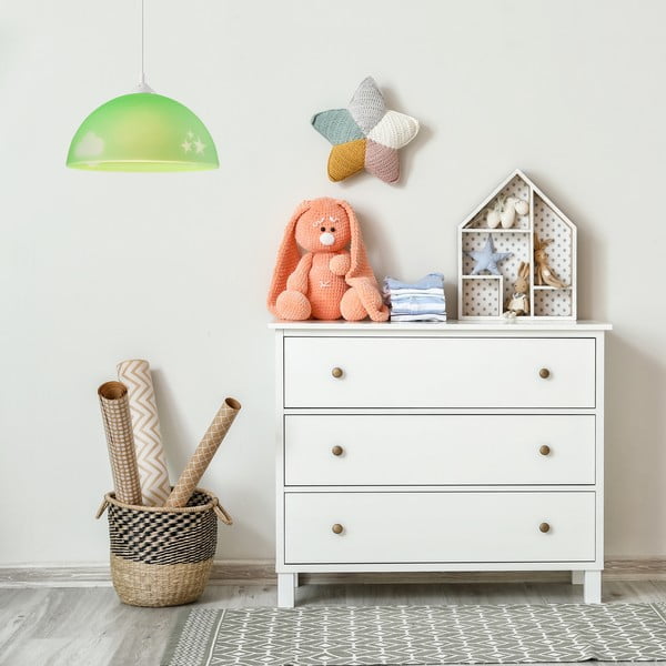 Zelena otroška svetilka s steklenim senčnikom ø 30 cm Day & Night – LAMKUR-image-2