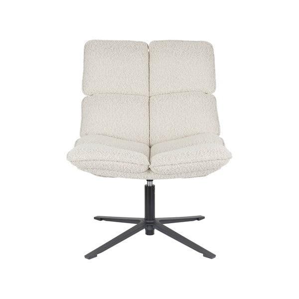 Kremno bel vrtljiv fotelj iz tkanine bouclé Bros – White Label-image-2