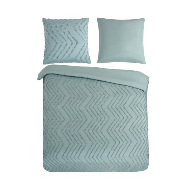 Svetlo zelena posteljnina za zakonsko posteljo/podaljšana iz mikrovlaken 200x220 cm Pure Zigzag – Good Morning
