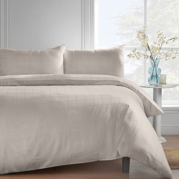 Kremno bela enojna posteljnina 135x200 cm Rich Woven Check – Catherine Lansfield