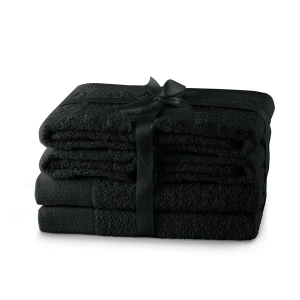 Črni frotirni bombažni komplet brisač 6 ks Amari – Restilo