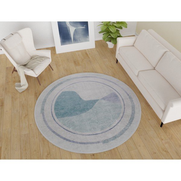 Modra/kremno bela pralna okrogla preproga ø 120 cm Yuvarlak – Vitaus-image-1