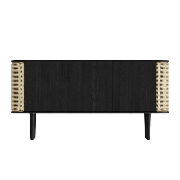 Črna/naravna nizka komoda v hrastovem dekorju 150x75 cm Treasures – UMAGE-image-3