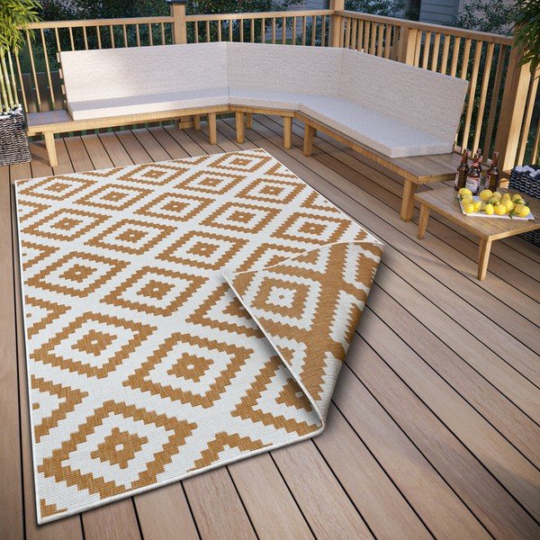 Oker/bela zunanja preproga 120x170 cm Malta – NORTHRUGS-image-1