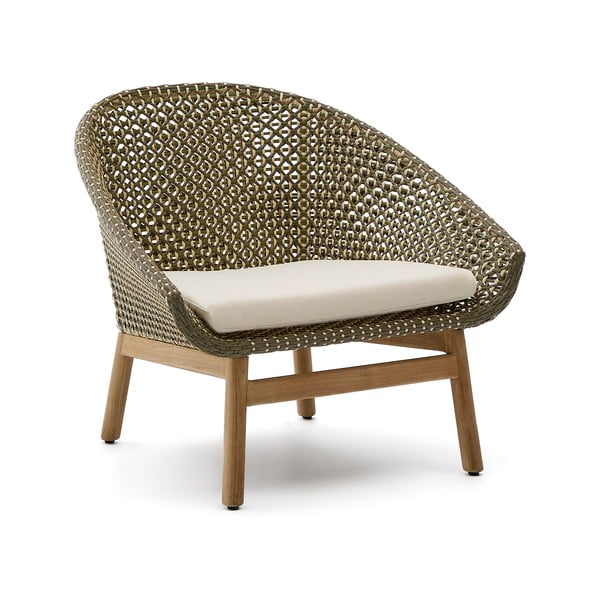 Zelen/naraven vrtni fotelj iz masivnega lesa Olbia – Kave Home