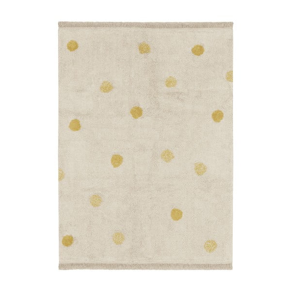 Oker rumena/kremno bela pralna ročno tkana bombažna otroška preproga 120x160 cm Hippy Dots Honey – Lorena Canals