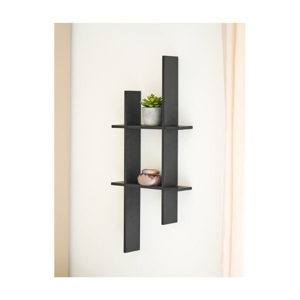 Črna večnivojska polica iz masivnega bora 86 cm Mostar – House Nordic-image-1