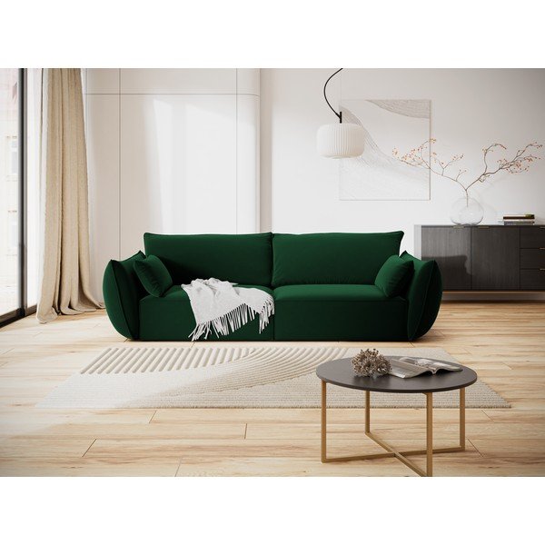 Temno zelena žametna sedežna garnitura 208 cm Vanda – Mazzini Sofas-image-1