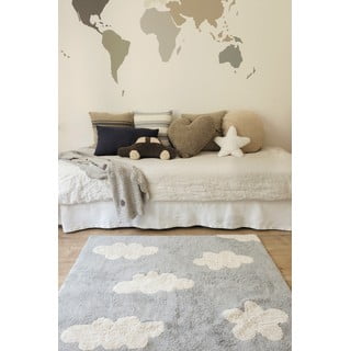 Siva pralna ročno tkana otroška preproga iz mešanice bombaža 120x160 cm Clouds Grey – Lorena Canals