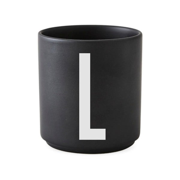 Črna porcelanasta skodelica Design Letters Alphabet L, 250 ml