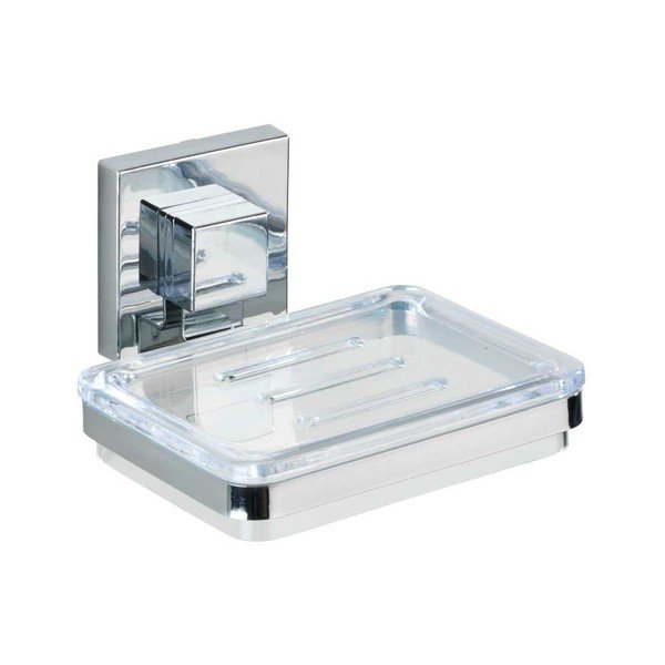 Plastičen komplet pripomočkov za kopalnico v sijajno srebrni barvi z namestitvijo brez vrtanja Quadro – Wenko-image-4