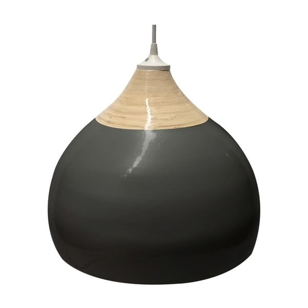 Črna bambusova stropna svetilka Karlsson Glazirana, premer 33 cm