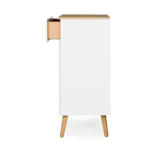 Bela komoda s hrastovimi nogami s 4 predali Tenzo Dot, širina 55 cm-image-4