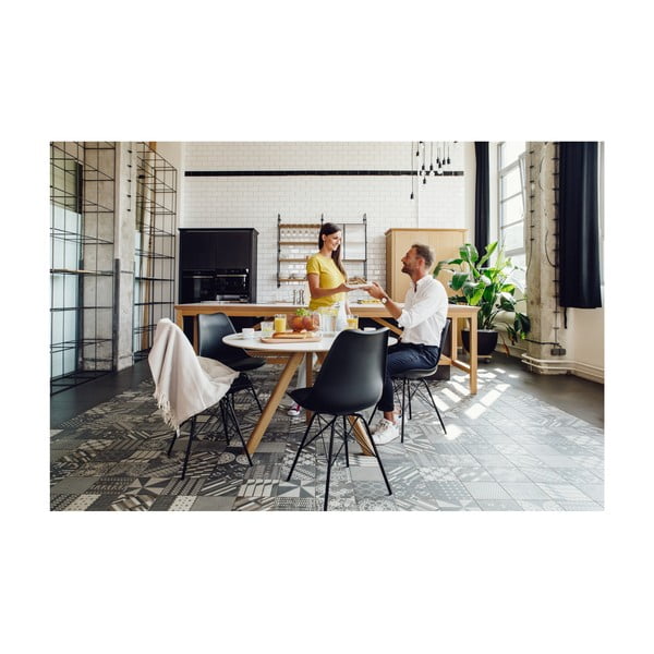 Komplet 2 črnih stolov s črnimi kovinskimi nogami Bonami Essentials Eco-image-2