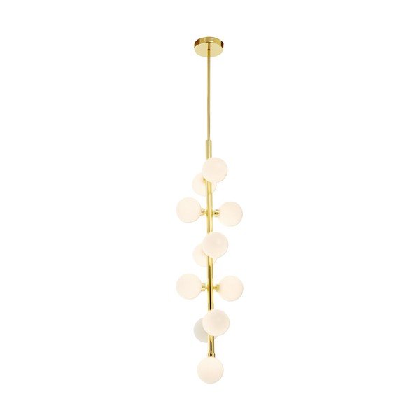 Bela/v zlati barvi kovinska viseča svetilka s steklenim senčilom ø 27 cm Trieste – Premier Housewares-image-2