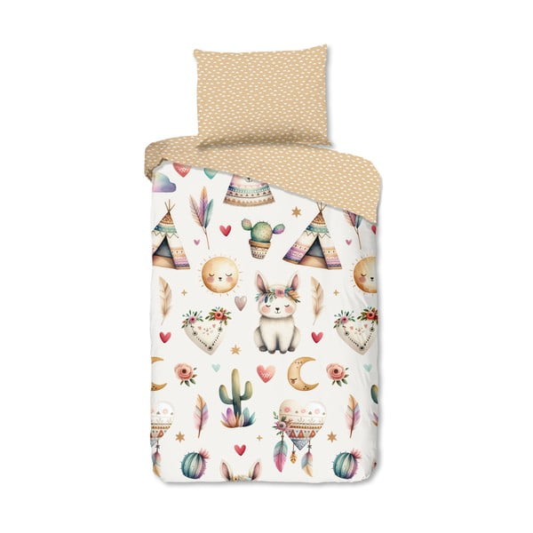 Bež enojna bombažna otroška posteljnina 140x200 cm Luz – Good Morning