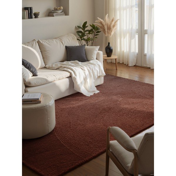 Opečnato oranžna ročno tkana volnena preproga 160x230 cm Calmio – Hanse Home-image-1