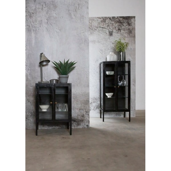 Črna vitrina Canett Nino, višina 131 cm-image-2