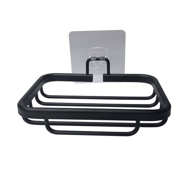 Mat črn kovinski podstavek za milo z namestitvijo brez vrtanja Filaire Aluminium – douceur d'intérieur