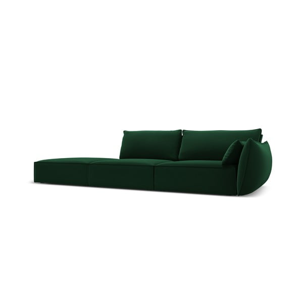 Temno zelena žametna sedežna garnitura desni kot 264 cm Vanda – Mazzini Sofas-image-2