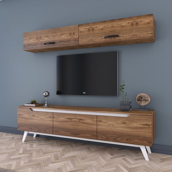 Garnitura stenske omarice in TV mizice v lesenem dekorju Wren
