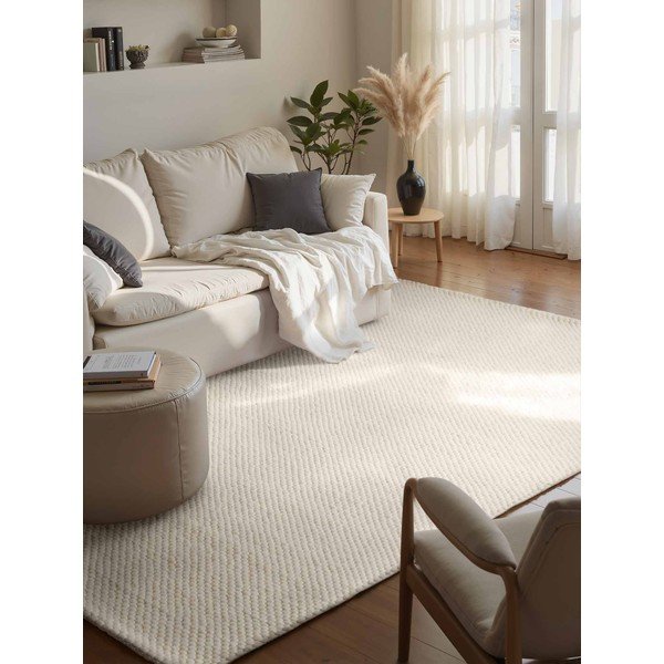 Kremno bela ročno tkana volnena preproga 200x290 cm Lyon Beans – Elle Decoration-image-1