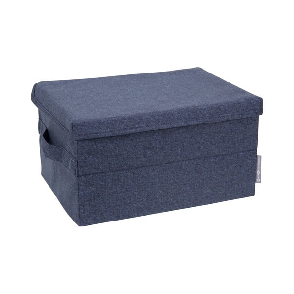 Modra tekstilna škatla za shranjevanje s pokrovom 35x26x19 cm Soft Storage – Bigso