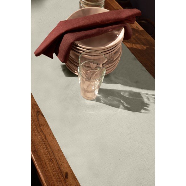 Krem prt iz bombaža in lana Tierra Bella Pure Menorca, 45 x 135 cm-image-1