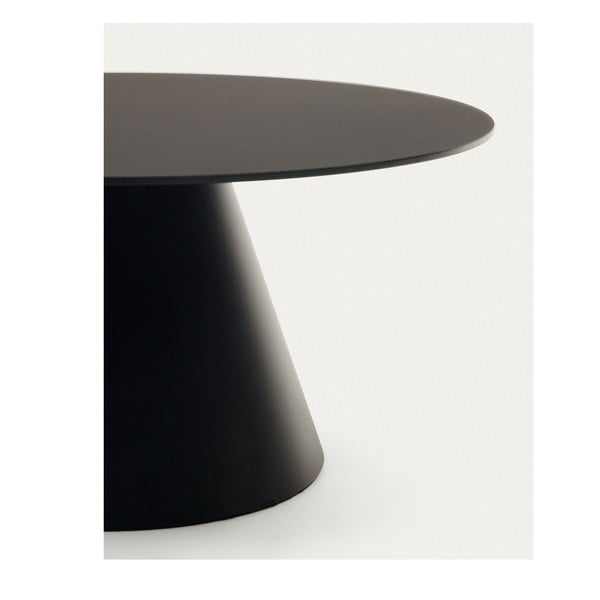 Črna okrogla mizica s stekleno mizno ploščo ø 80 cm Wilshire – Kave Home-image-2