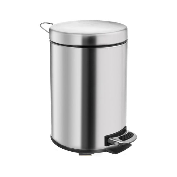 Koš za smeti s pedalom iz nerjavečega jekla v sijajno srebrni barvi 3 l – Orion-image-4