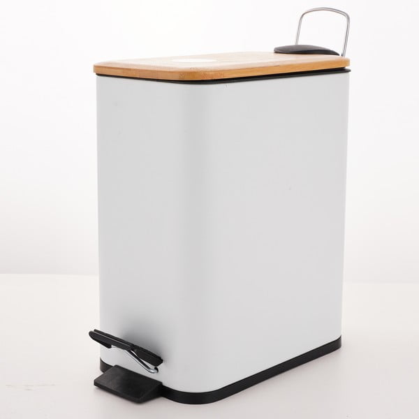 Bel jeklen koš za smeti s pedalom 5 l Erik – Spirella-image-4