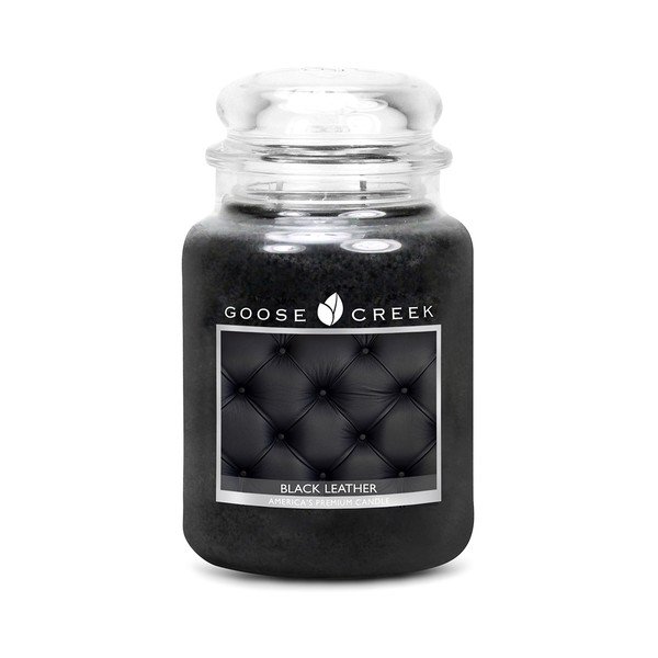 Dišeča sveča v steklenem kozarcu Goose Creek Black Leather, 150 ur gorenja