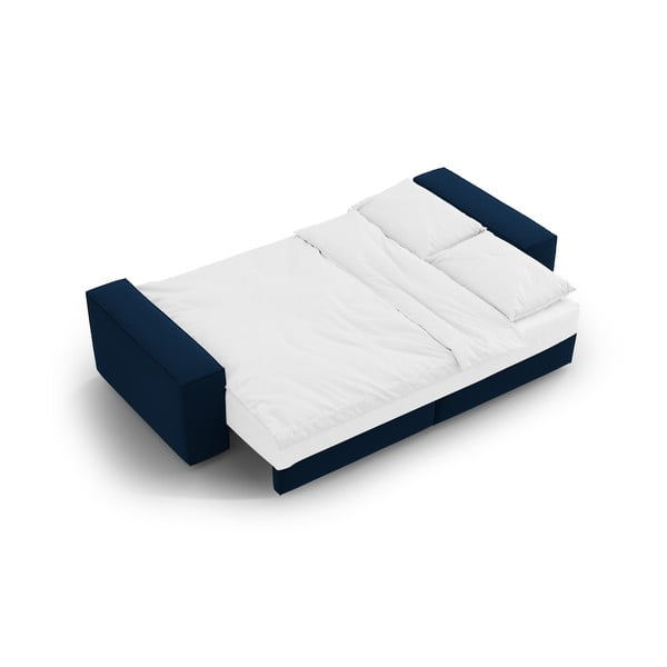 Temno modra žametna raztegljiva/s prostorom za shranjevanje sedežna garnitura 247 cm Jodie – Micadoni -image-4