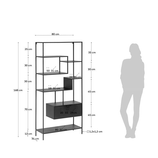 Črna knjižna omara Kave Home Shantay-image-4