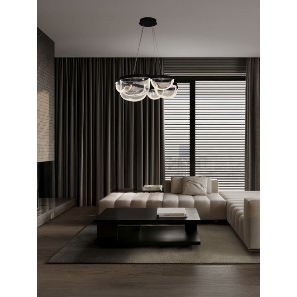 Mat črna jeklena LED zatemnitvena viseča svetilka s steklenim senčilom ø 83 cm Clair – Nova Luce-image-1