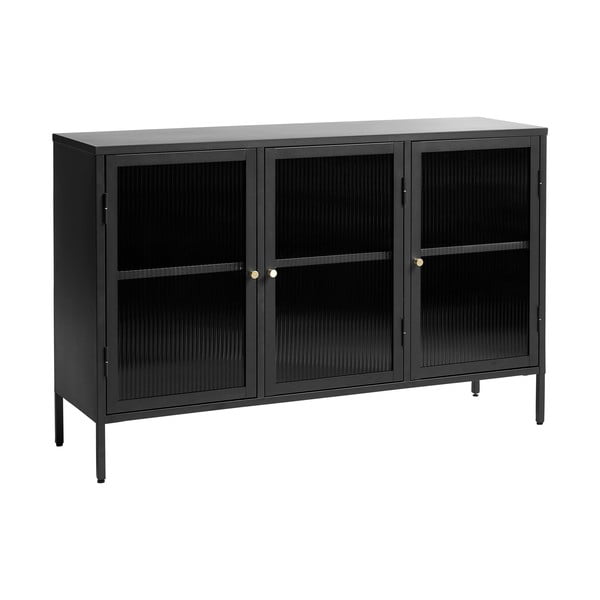 Črna kovinska vitrina 132x85 cm Bronco – Unique Furniture-image-2
