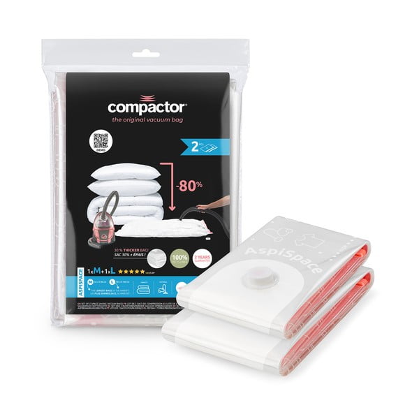Vakuumske vreče za oblačila v kompletu 2 ks Premium Valve M/L – Compactor