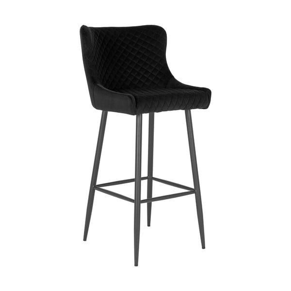 Črn žameten barski stol 105 cm Dallas – House Nordic