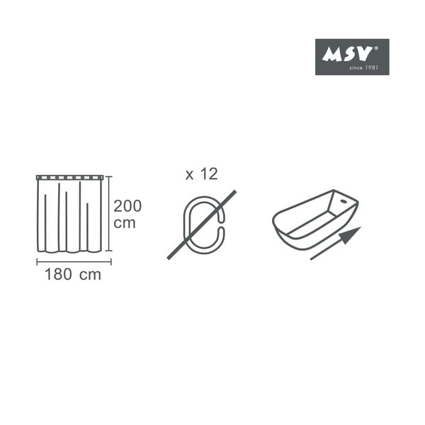 Zavesa za tuš 180x200 cm Sugar – MSV-image-3