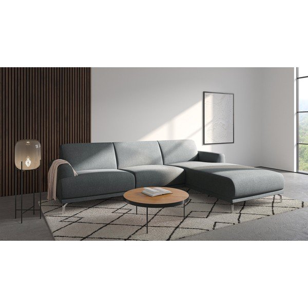 Svetlo siva kotna sedežna garnitura MESONICA Puzo, desni kot-image-1