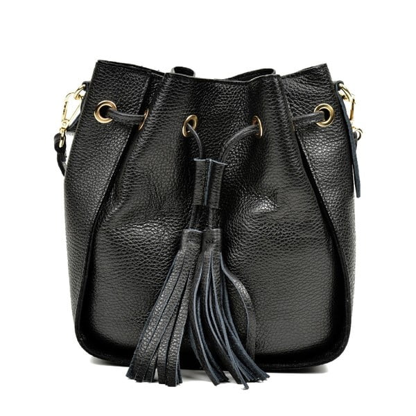 Črna usnjena torbica Carla Ferreri Vivianna