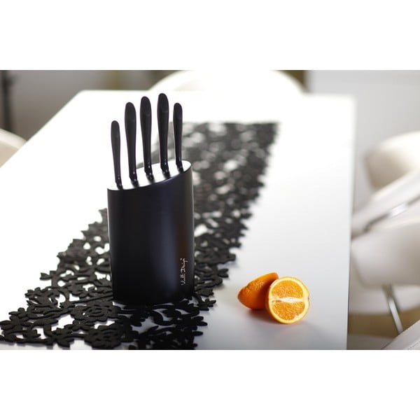 Črno stojalo s petimi noži Vialli Design-image-2