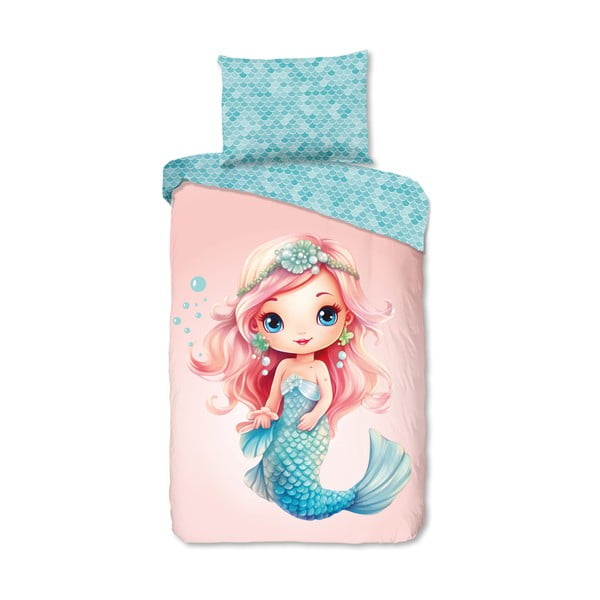 Modra/rožnata enojna bombažna otroška posteljnina 140x200 cm Alisse – Good Morning