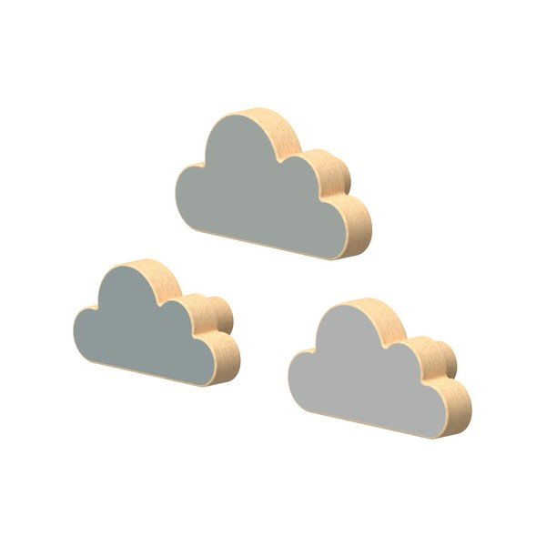 Svetlo modri stenski obešalniki v kompletu 3 ks iz masivne bukve Cloud – Cam Cam Copenhagen