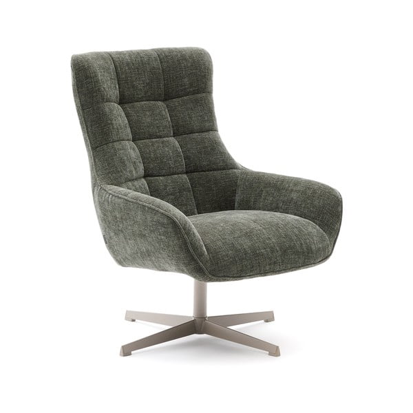 Prašno zelen vrtljiv fotelj iz šenilje Teryl – Kave Home