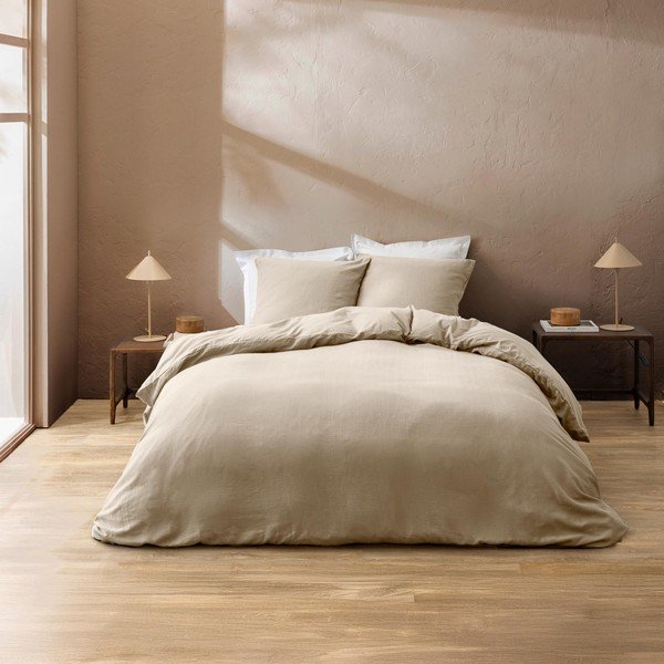 3-delna bombažna posteljnina za zakonsko posteljo v naravni barvi 240x220 cm Clara – douceur d'intérieur