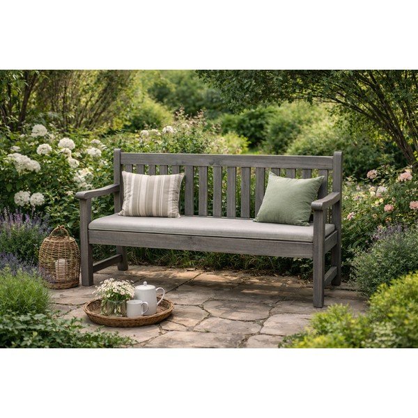 Siva lesena vrtna klop London - Rojaplast-image-2