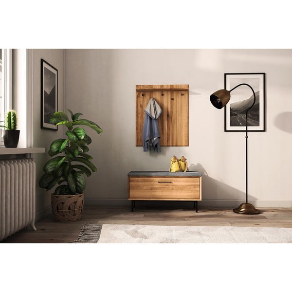 Stenski obešalnik iz masivnega hrasta s polico Abies – The Beds-image-1