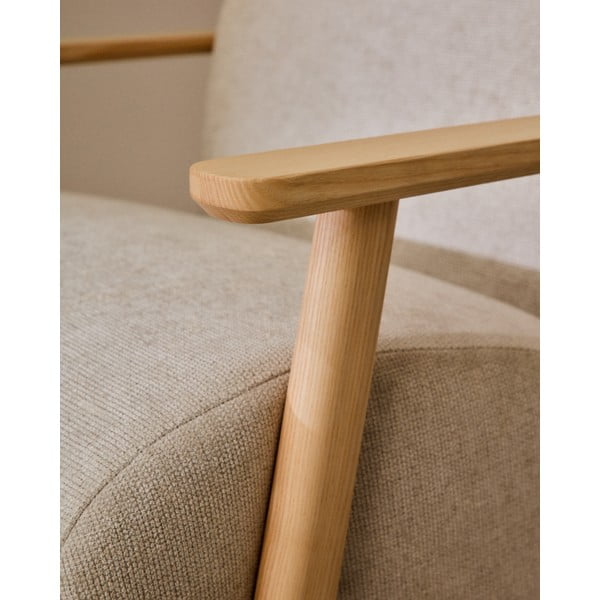 Bež/kremno bel fotelj iz šenilje Meghan – Kave Home-image-1