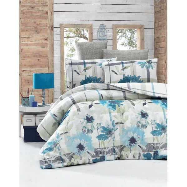 Modro posteljno perilo za eno osebo z rjuho Vanesa, 160 x 220 cm